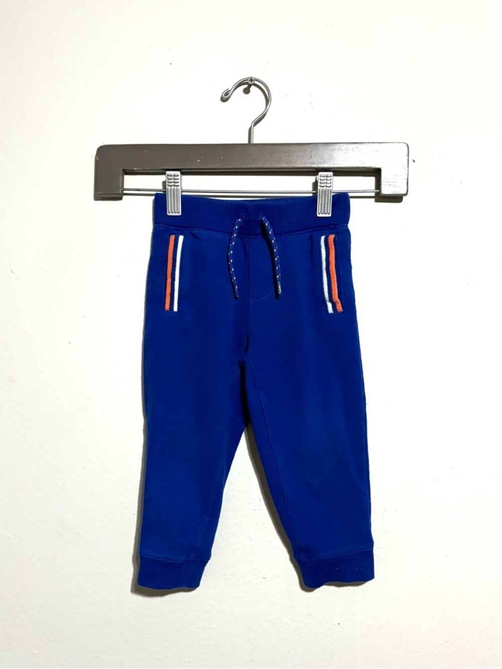 JANIE AND JACK Blue with Orange Stripe Joggers Size 2